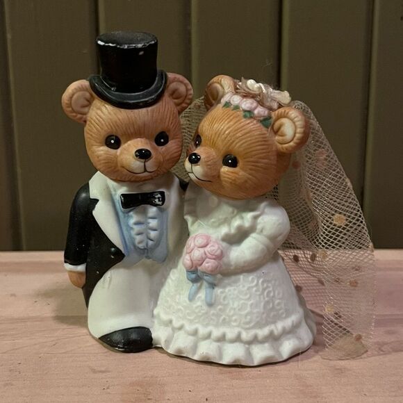 Homco Bride and Groom Figures vintage Cake Topper - Picture 1 of 7